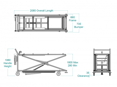 Hefwagen extra laag technische tekening