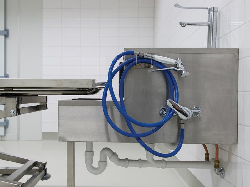 Dubbele wasbak RVS slangen