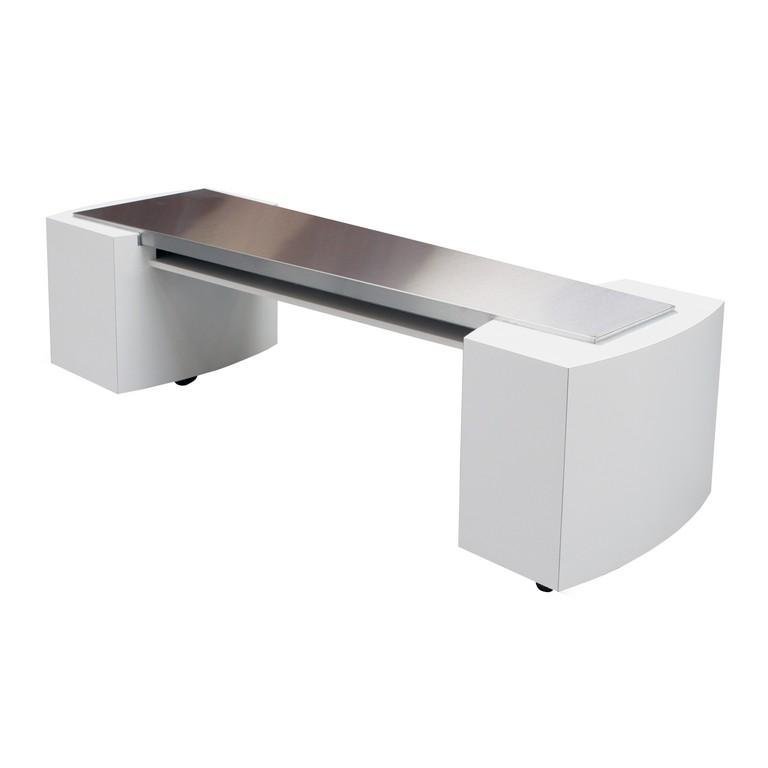 Opbaarmeubel wit met RVS plaat