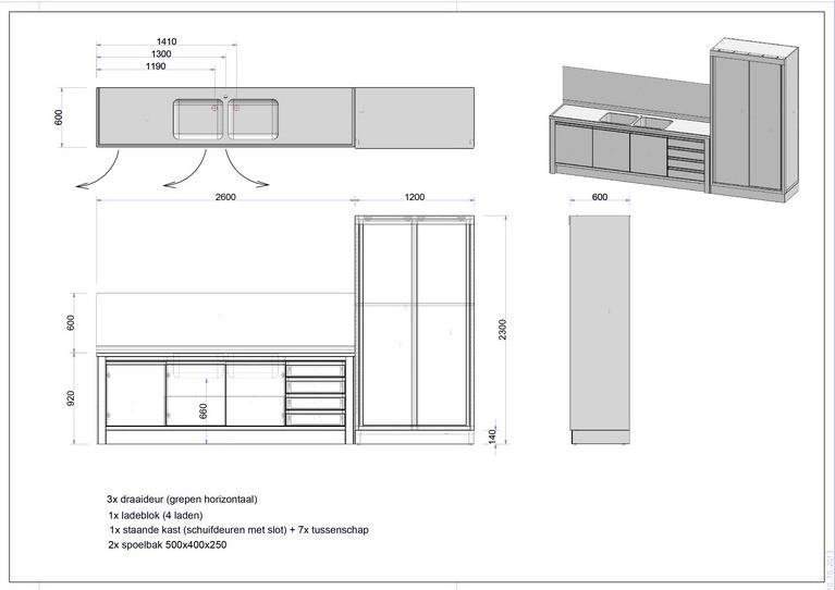 Verzorgingsruimte complete inrichting bouwtekening
