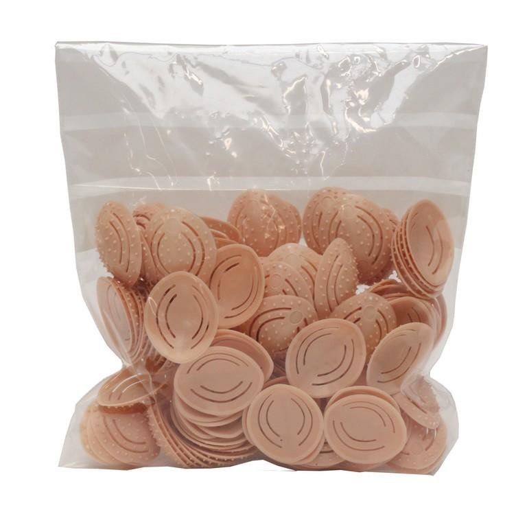 oogkapjes huidskleurig kunststof zak